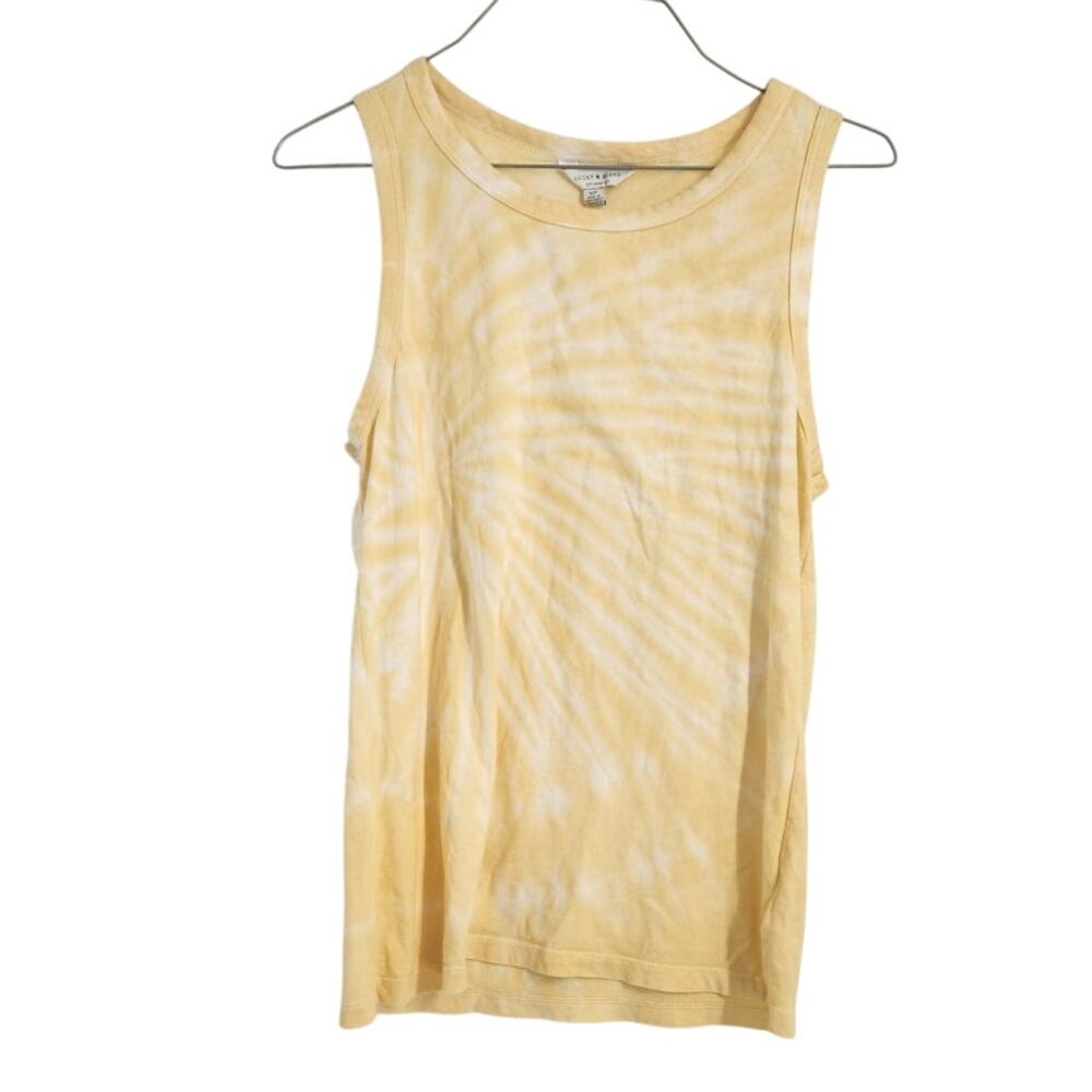 Lucky Brand Yellow Tie Dye Cotton Sleeveless Tank Top Womens Size Small S Summer